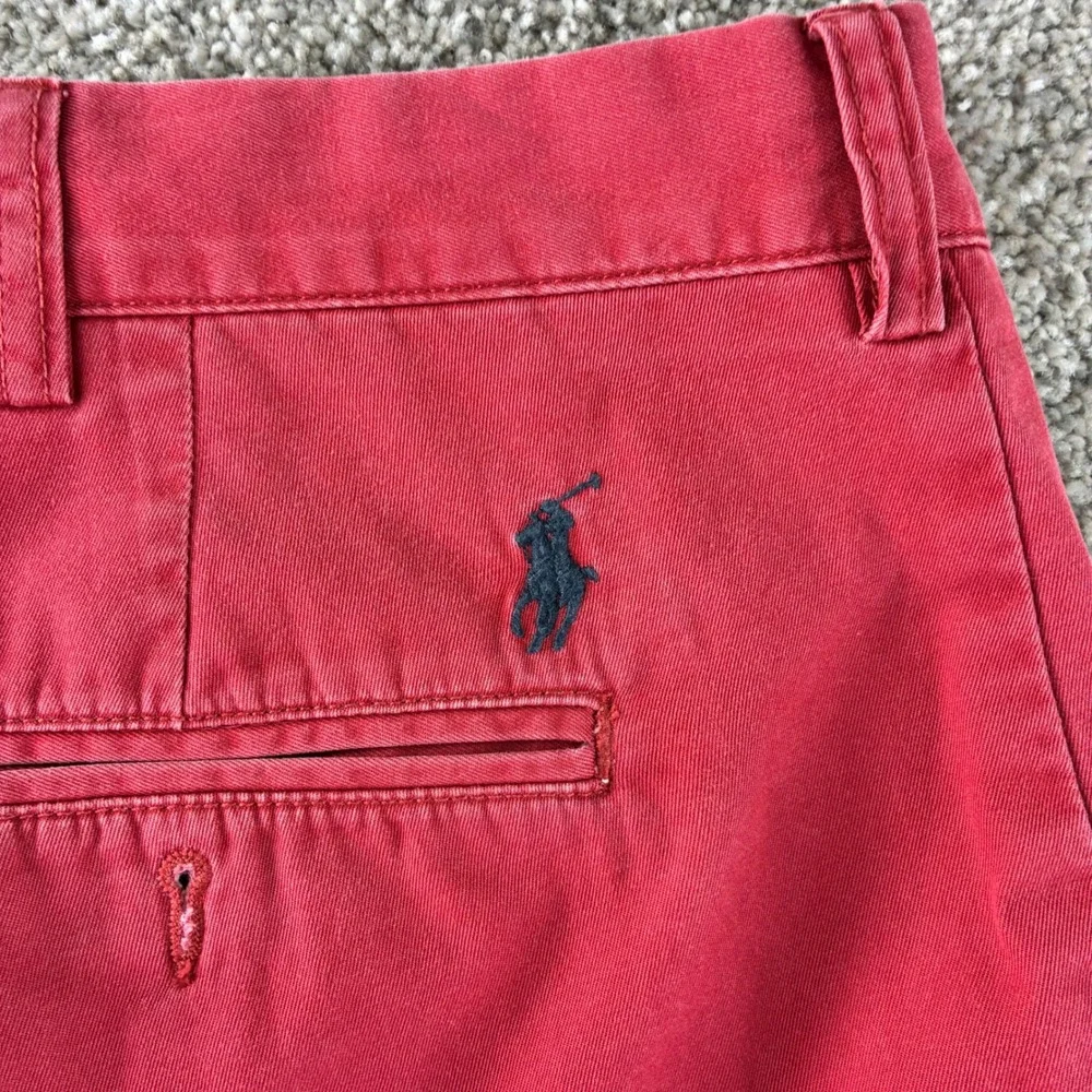 Polo by Ralph Lauren Mens Red Cotton Chino Shorts Size 42‎ Pony Logo Casual